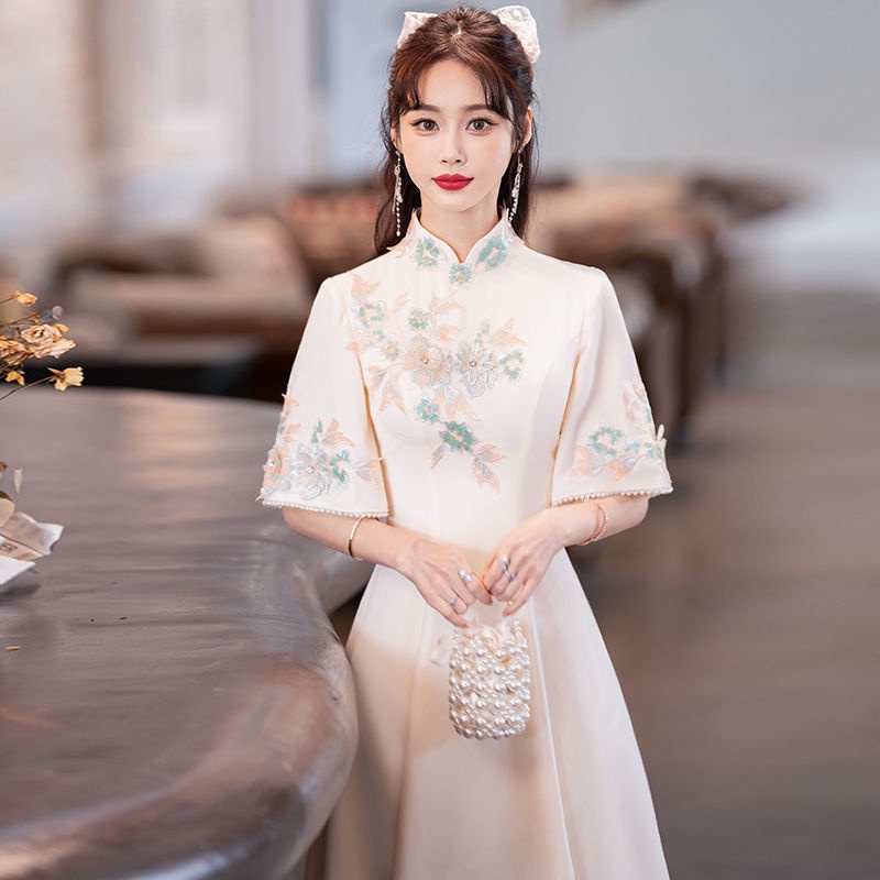 Đầm Sườn Xám Sang Trọng Phong Cách Trung Hoa 2024 Cho Phù Dâu