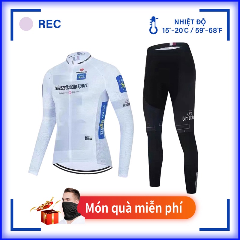 【New Arrival】Trắng Áo đua xe đạp dài tay / quần dài chất lượng cao