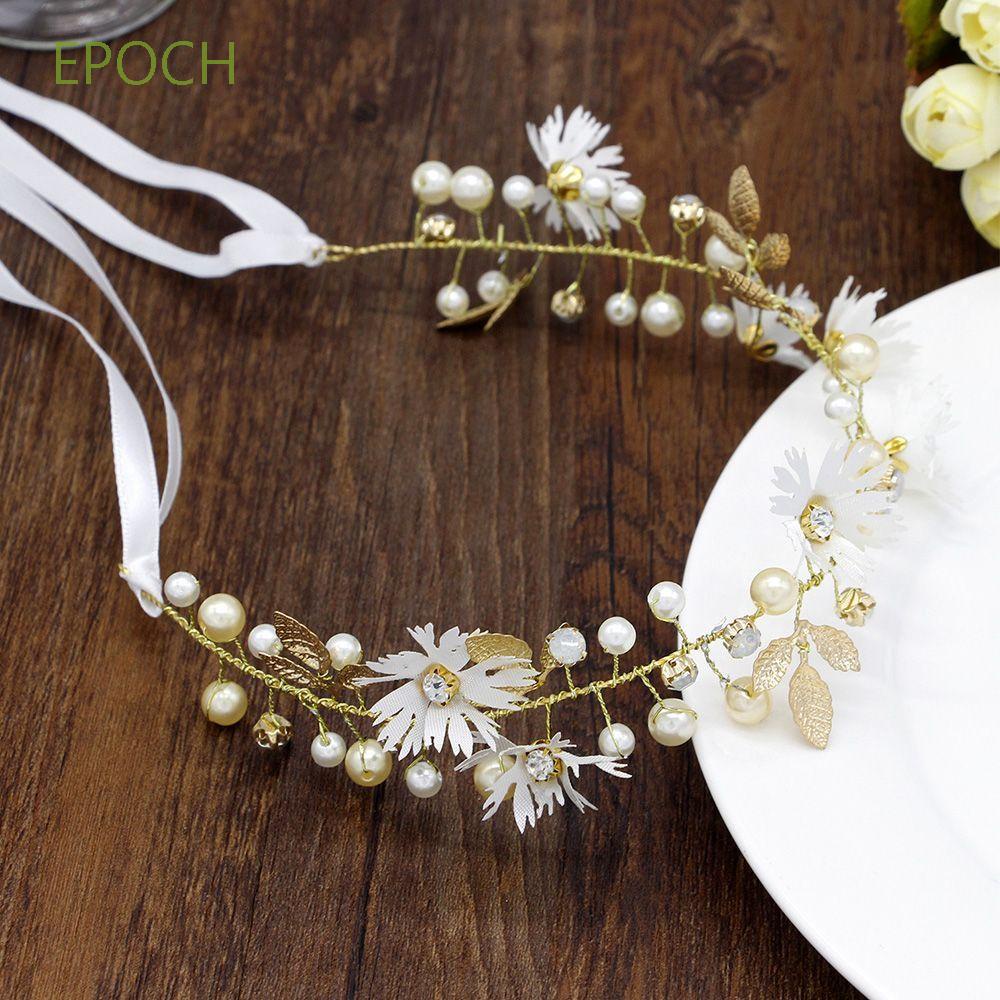 Epoch Băng Đô Cài Tóc Ruy Băng Đính Hoa Cúc Và Ngọc Trai Nhiều Màu Sắc Cho Cô Dâu