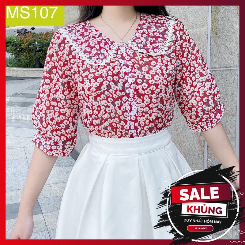 ❌FREESHIP- ÁO SƠ MI NỮ CÔNG SỞ CỔ SEN VIỀN REN (MS107)