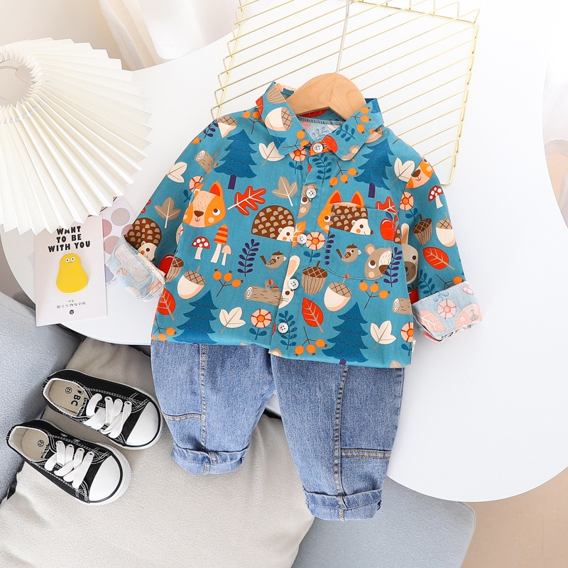 [SALE] BS8⚡Size 80-120 (6-21kg)⚡bộ Áo sơ mi chất đẹp + Quần Jean cho bé⚡HÀNG QUẢNG CHÂU⚡