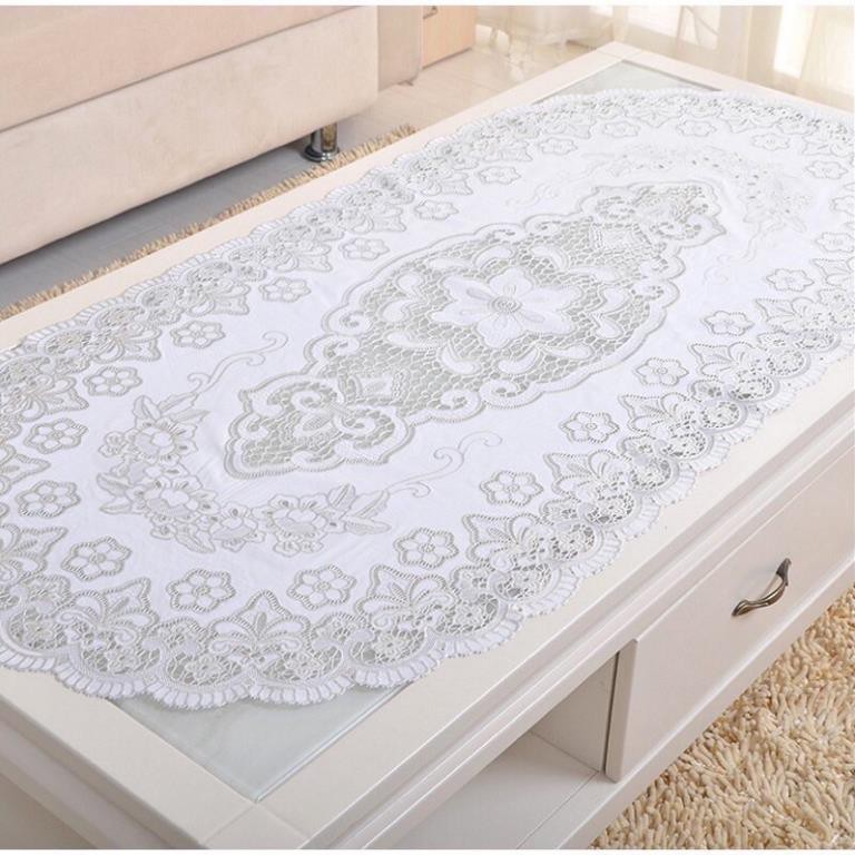 Khăn trải bàn ren hoa nhựa PVC ĐỦ KÍCH THƯỚC HÀNG ĐẸP ảnh thật