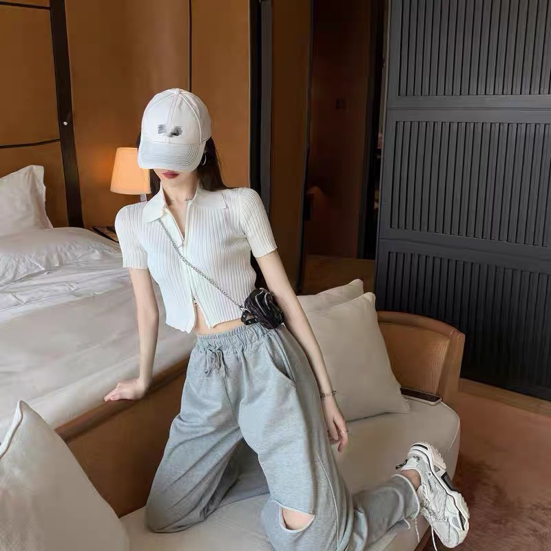 Áo croptop khóa kéo 2 đầu A5029