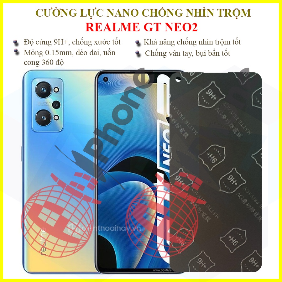 Dán chống nhìn trộm Realme GT Neo2 (neo 2) - Dán cường lực dẻo nano 9H+
