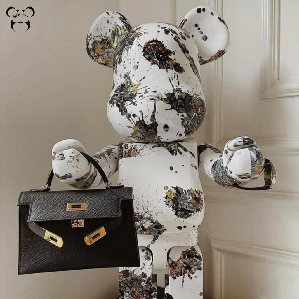 Bearbrick, gấu bearbrick 50cm cỡ vừa, mẫu lá mùa thu màu sắc, chất liệu nhựa và thạch cao - Chin Official Store