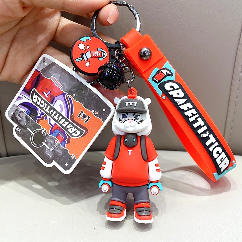 Móc khóa hổ graffity nhiều màu sắc độc đáo chất liệu PVC làm quà tặng bạn bè người thân trang trí balo túi xách-Ráp