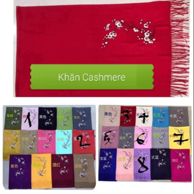 Khăn len thêu hoa cashmere