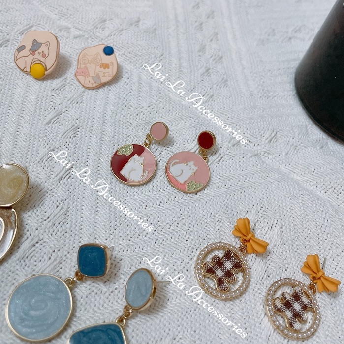 Bông tai kiểu dáng mới lạ phong cách Retro, Khuyên tai thiết kế bắt mắt thời thượng Hàn Quốc Lại La