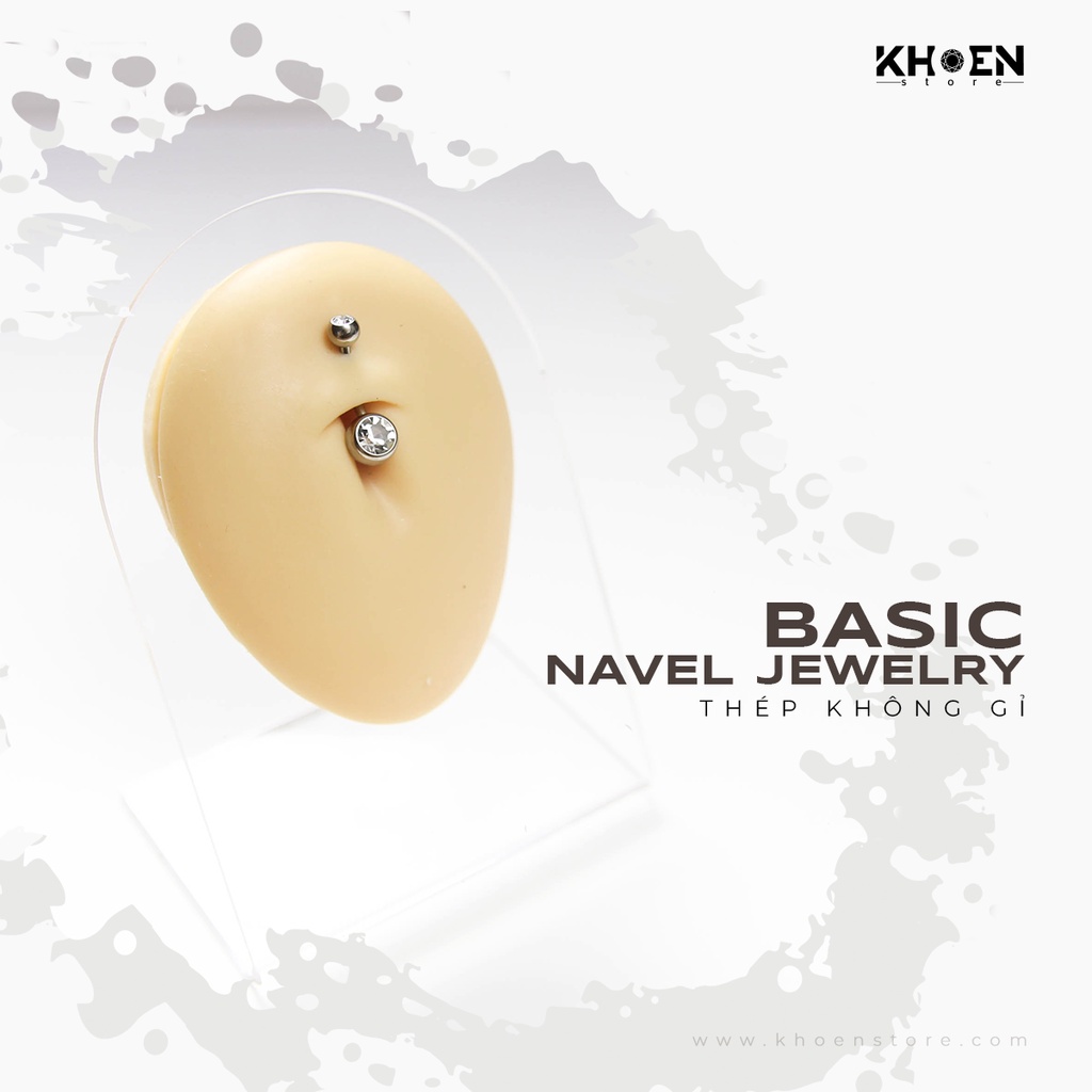 Khuyên Rốn đá cơ bản - Thép không gỉ - Khoen Store