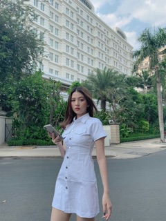 Đầm sơ mi kaki MONÁ - HEBE TRẮNG