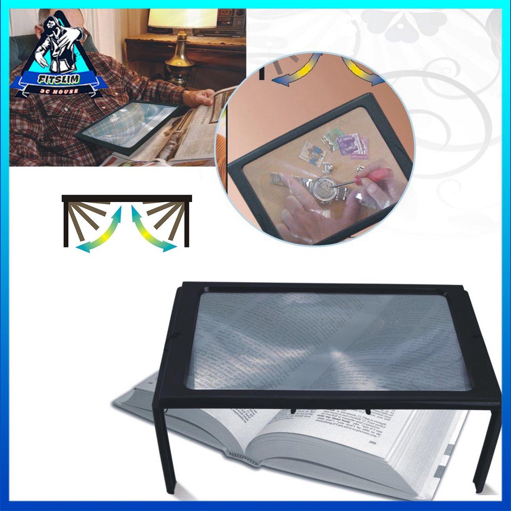 A4 Toàn trang 3X Bàn để bàn Kính lúp có thể gập lại Kính lúp Kính đọc sách