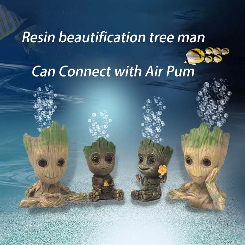 AQUARZOO Aquarium Fish Tank Decorations Resin Crafts Ornaments Groot,Fish Tank Air Bubbler Decoratio