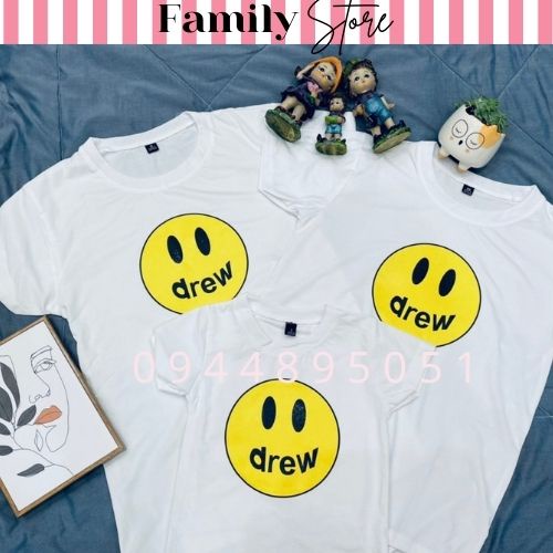 Mẫu áo đồng phục gia đình drew dễ thương, ngộ nghĩnh 3/4/5 người giá rẻ.Family store