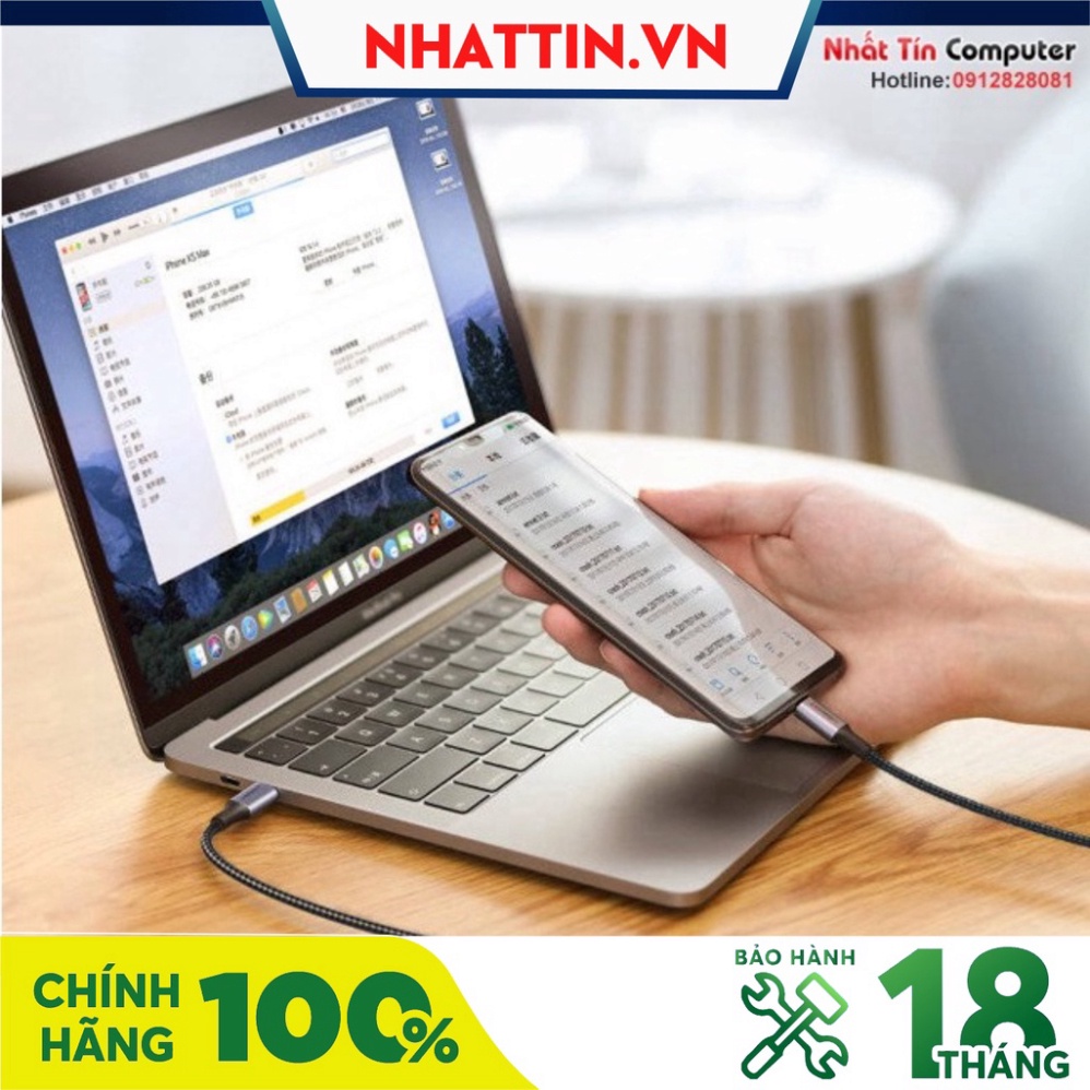 Cáp sạc, dữ liệu USB Type-C to Type-C dài 1M bọc dù hỗ trợ PD 100W Ugreen 70427 cao cấp - Phân Phối Chính Hãng