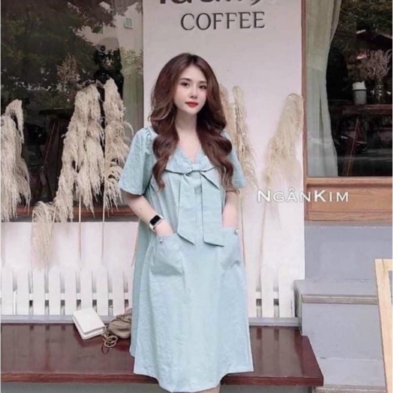 Váy Bầu Hoa Nhí Tay Ngắn Phối Đai Thắt Sau Lưng.Đầm Bầu Thiết Kế Công Sở Mặc Đi Làm  Đi Chơi Mặc ở Nhà A037 Lin Store66
