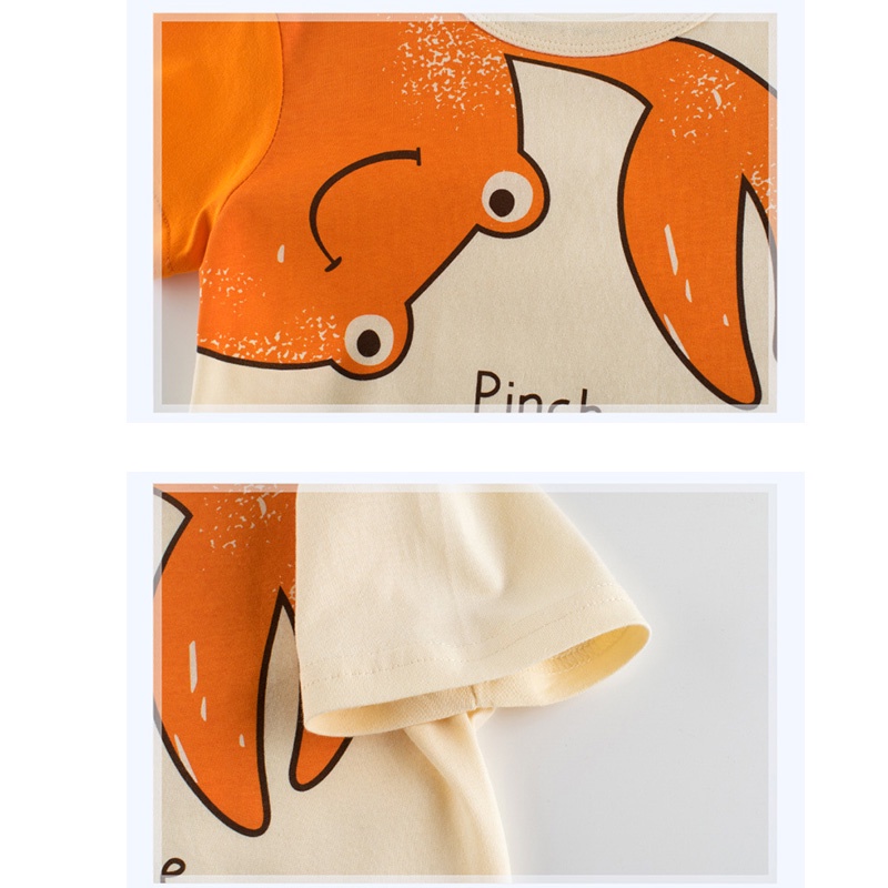 Áo Thun Tay Ngắn In Hình Con Cua Cho Bé Trai & Gái