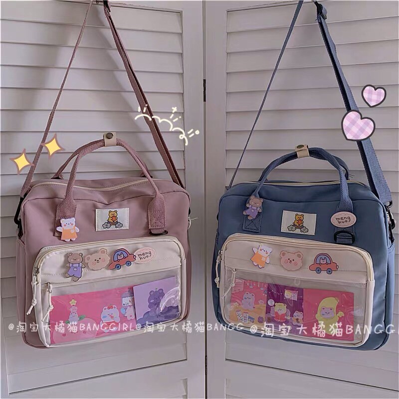 [ORDER] BALO CẶP SÁCH NGANG CÓ 2 KIỂU ĐEO CHÉO VÀ ĐEO VAI ULZZANG MÀU TRẮNG ĐEN HỒNG XANH | BigBuy360 - bigbuy360.vn