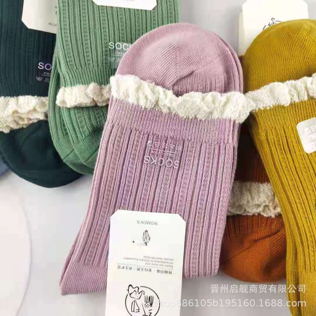 Tất Vớ Nữ Cổ Cao Nhiều Màu Siêu Dể Thương, Chất Vải Gân Tăm Mềm Mịn, Thoáng Mát - Subo Shop