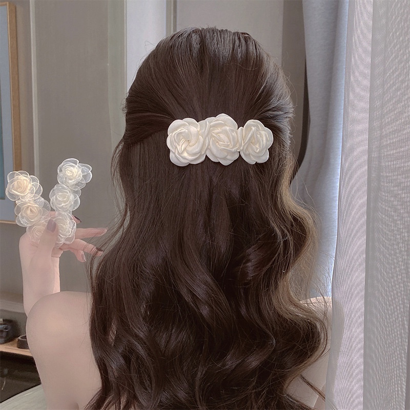 Kẹp Tóc Đính Hoa Trà Nhỏ Kiểu Hàn Quốc Cao Cấp