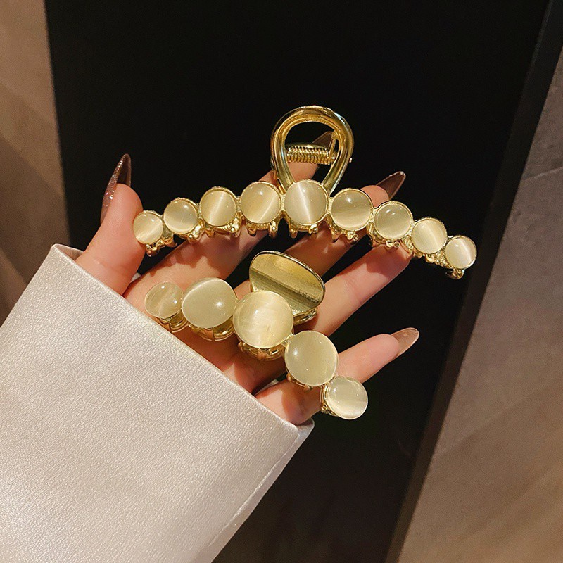 Kẹp tóc thời trang khảm đá opal sang trọng thanh lịch