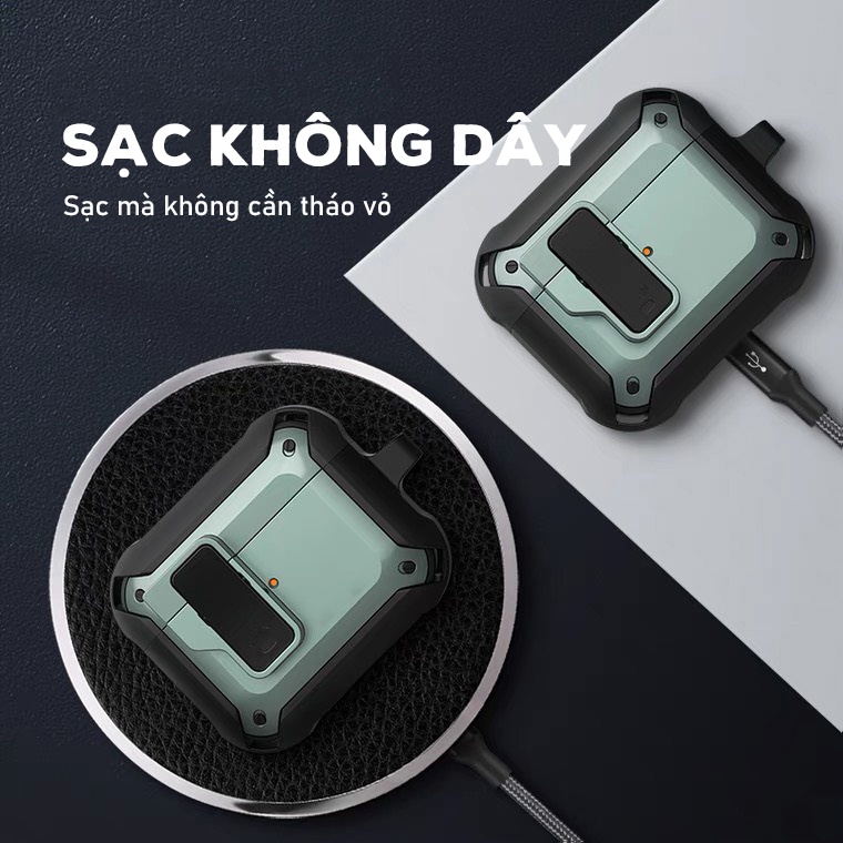 Vỏ Bảo Vệ Tai Nghe Airpod 1 2 3 Pro Mecha Có Khóa Chống Rơi Nắp Chất Liệu Nhựa TPU PC 2 Lớp Cao Cấp - Chinchin Case