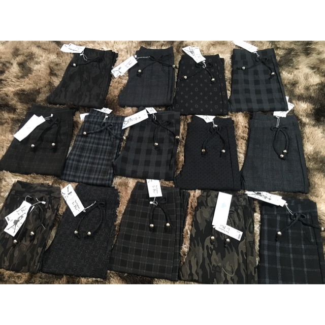 Quần cotton sọc lỡ 9 tấc lưng thun