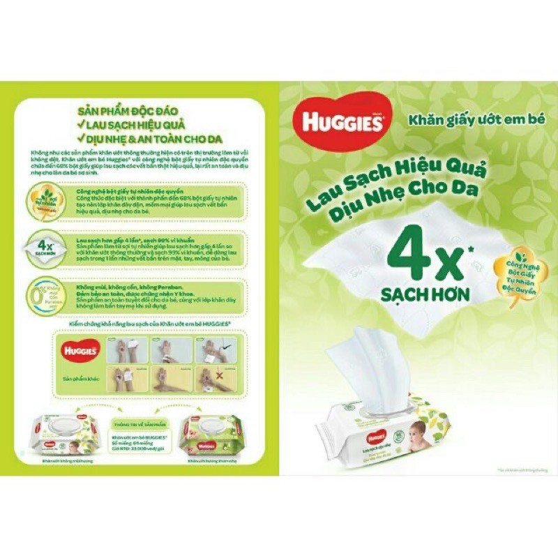 Khăn ướt Huggies (gói 64 tờ) là dòng sản phẩm khăn ướt em bé