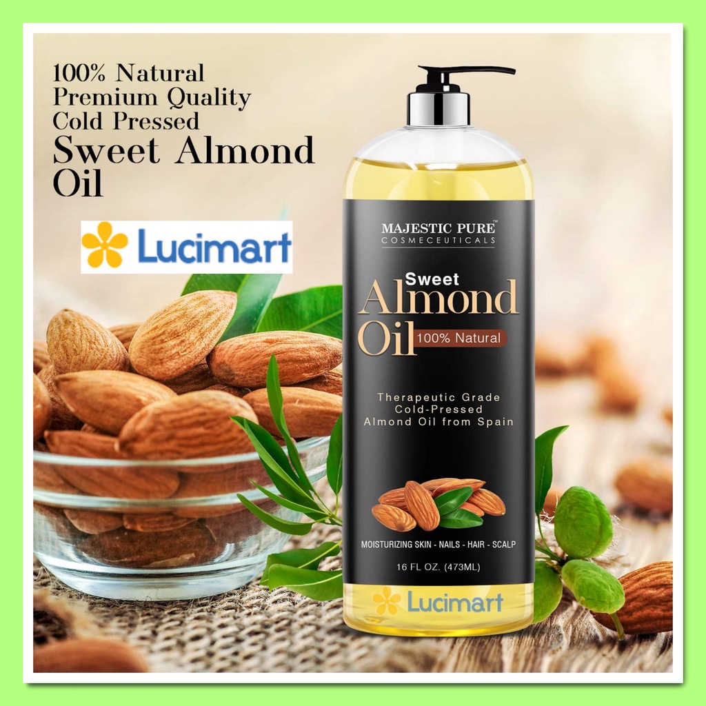 Tinh dầu massage xoa bóp Majestic Pure Almond Oil chai 473ml [Hàng Mỹ]