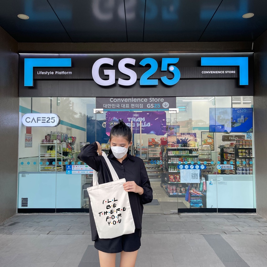 Túi tote vải mộc Tiệm nhà Pony dây kéo in hình i'll be there for you PM13