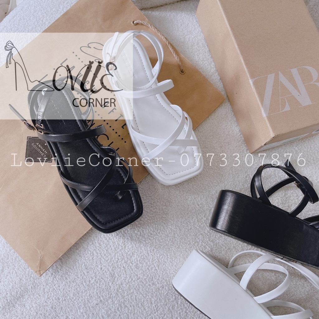SANDAL NỮ LOVIIECORNER - XUỒNG QUAI MẢNH ĐẾ BẰNG  - GIÀY SANDAL XỎ NGÓN 7 PHÂN  - BÁNH MÌ NỮ DÂY CHÉO -   S220909