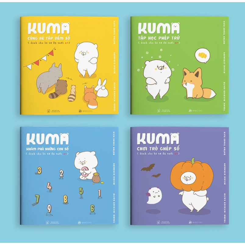 Sách ehon - Set 4 cuốn Kuma làm quen với môn Toán - dành cho trẻ từ 2-6 tuổi