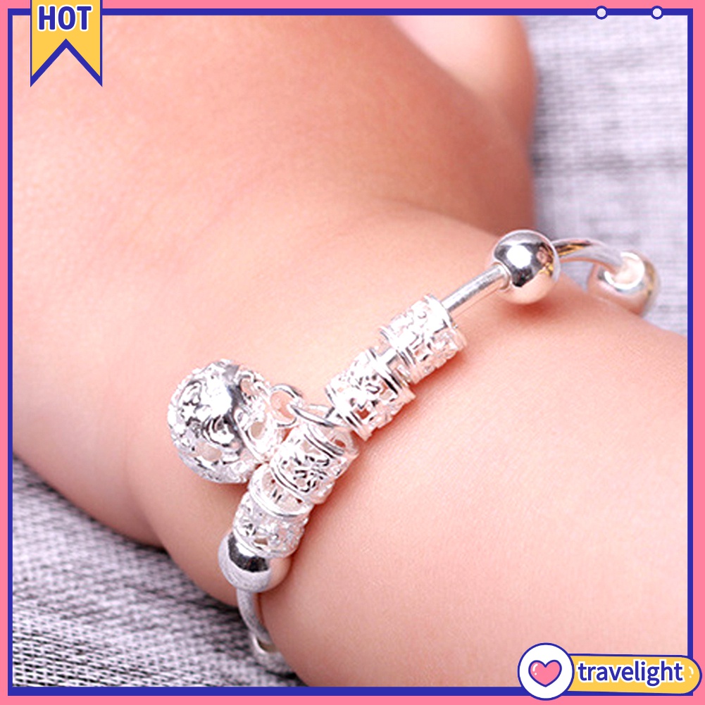 (Travelight) Set 2 Vòng Tay Có Chuông Dập Nổi Dễ Điều Chỉnh Cho Bé Sơ Sinh