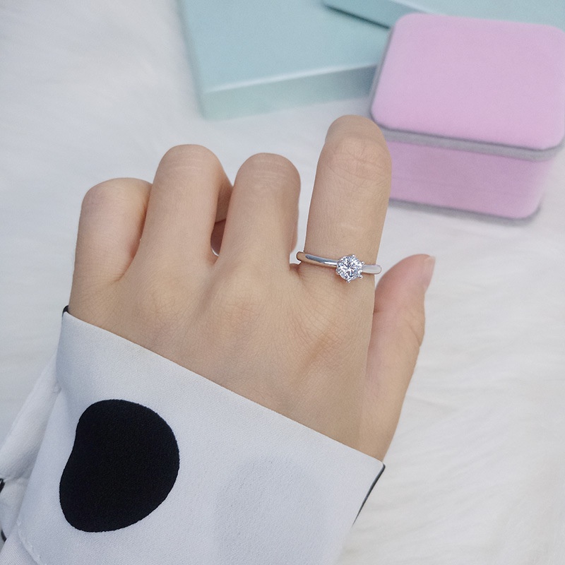 Nhẫn dát đá zircon thời trang đơn giản chỉnh được cho nữ