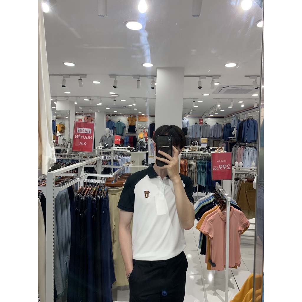 Áo Polo Nam YODY vải cotton cafe in hình gấu có thể phối combo và đôi APM5281