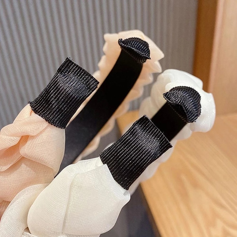 Băng Đô Cài Tóc Vải Satin Lưới Màu Trơn Không Trượt Phong Cách Vintage Cho Nữ