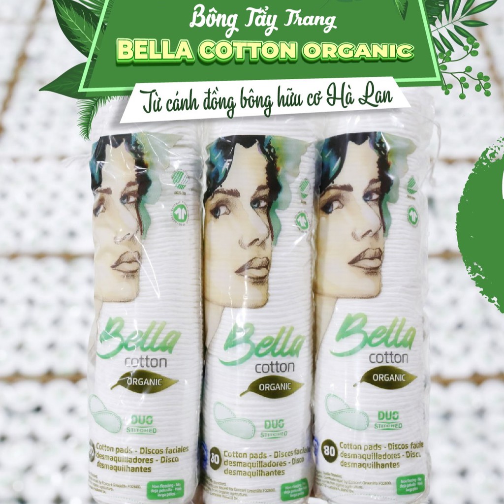 Bông Cotton Tẩy Trang Bella Cotton Organic (80 miếng)