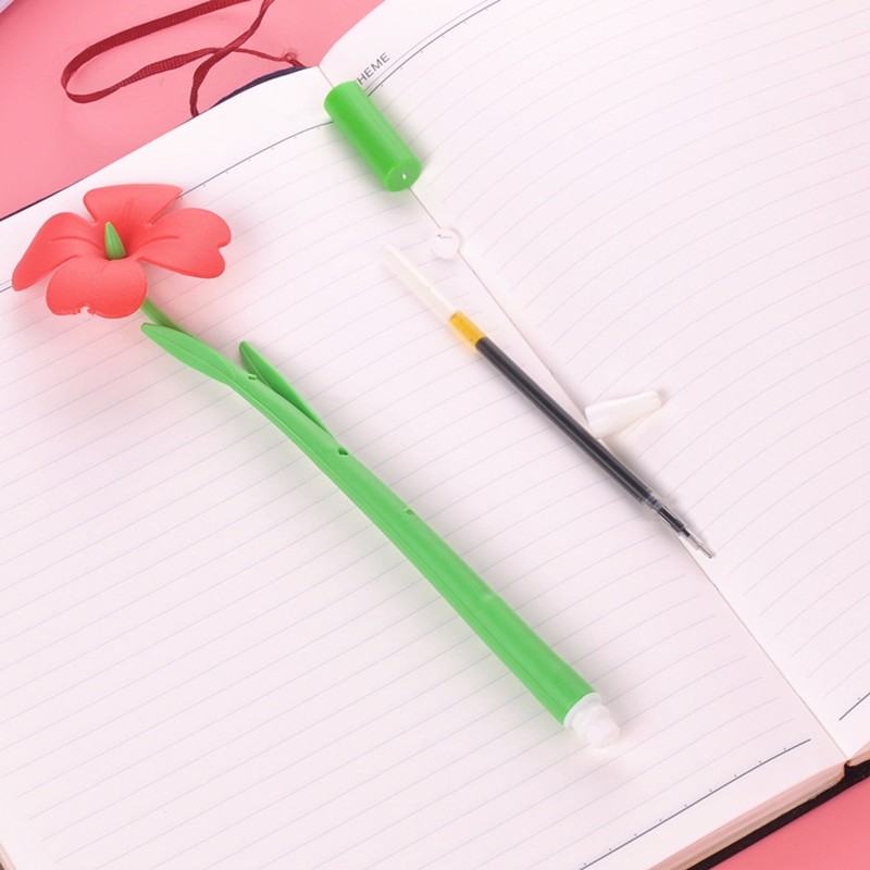 Set 10 bút bi ngòi 0.38mm bằng silicon mềm hình hoa hương thảo và cỏ đáng yêu