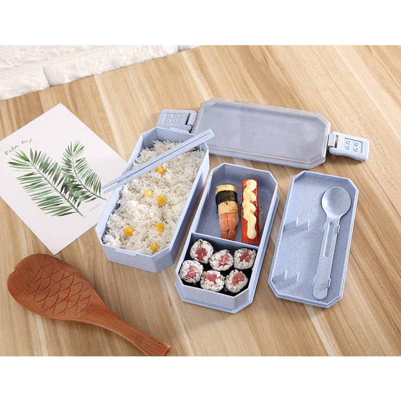 Hộp cơm lúa mạch Hàn quốc 2 tầng chất liệu tự nhiên đảm bảo an toàn vệ sinh
