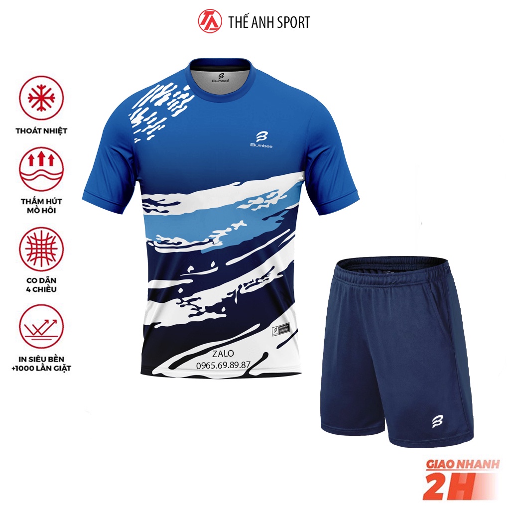 Áo đánh cầu lông, áo BUMBEE chất liệu cao cấp co giãn 4 chiều size M L XL XXL