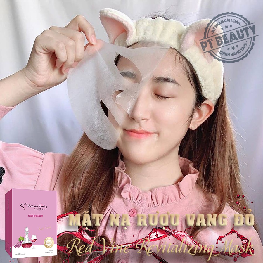 Mặt nạ My Beauty Diray Đài Loan Rượu Vang giúp săn chắc da hộp 8 miếng