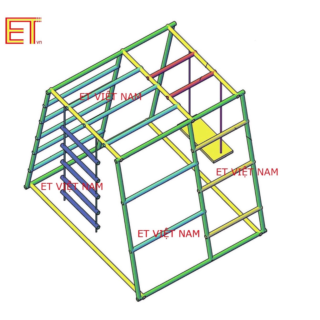 Xà đu đa năng, Khung vận động Active 3 siêu vận động cho bé, tăng chiều cao, IQ, không giới hạn bé chơi, BH 5 năm