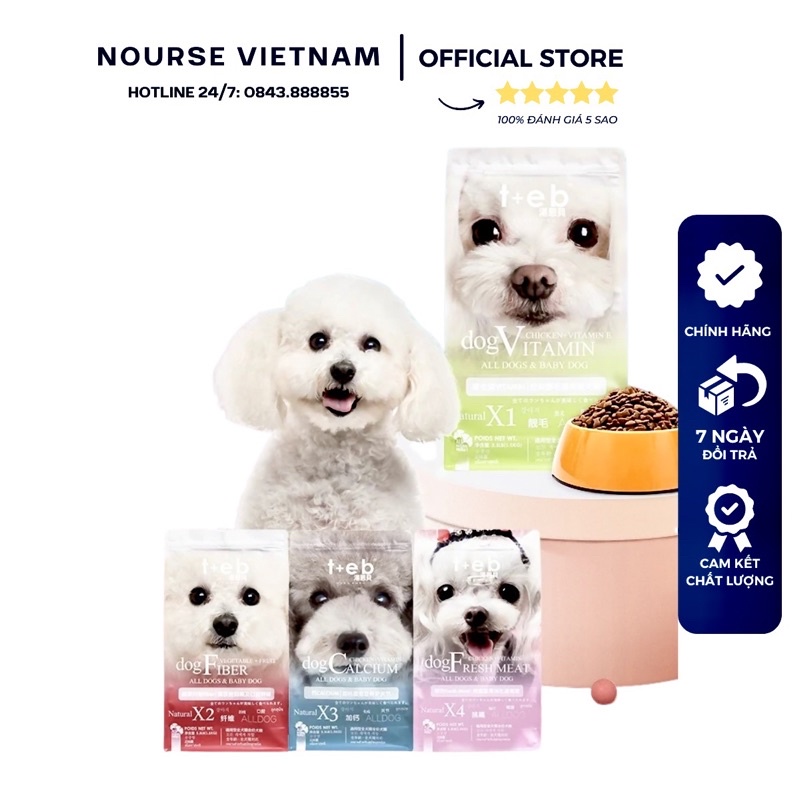 Hạt cho chó Teb canxi thức ăn cho chó con và chó bầu tăng cân NourseVietnam TX01-04 (1,5kg)