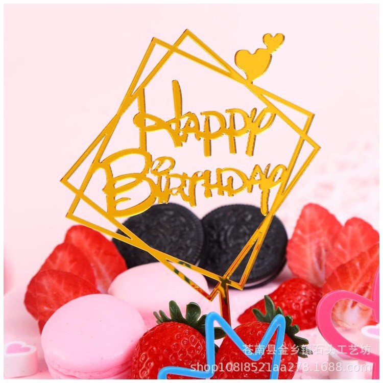 Trang Trí Sinh Nhật - Combo 10 chiếc Meka Hình vuông 2 tim nhỏ màu vàng