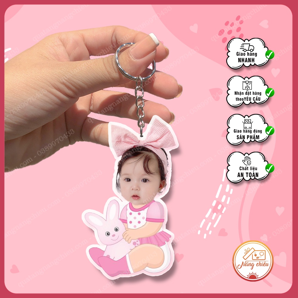 Phụ kiện đeo balo, treo xe, Móc khóa cắt ghép chibi theo yêu cầu, chất liệu mika sáng bóng, quà tặng ý nghĩa