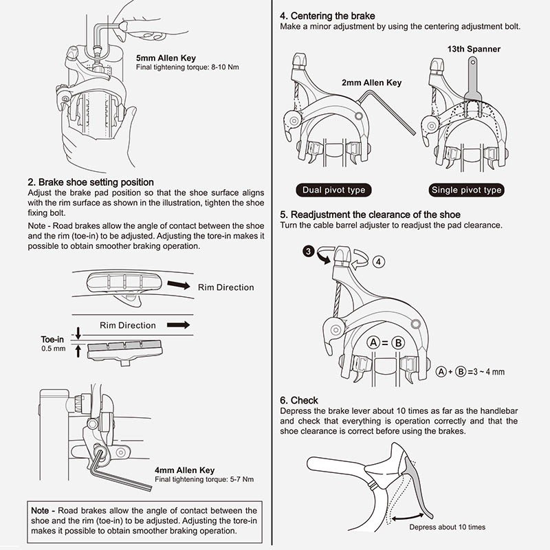 Cụm Phanh TEKTRO R540 Phanh Kẹp C 2 Ốc Tương Thích Shimano 105 Dành Cho Xe Road