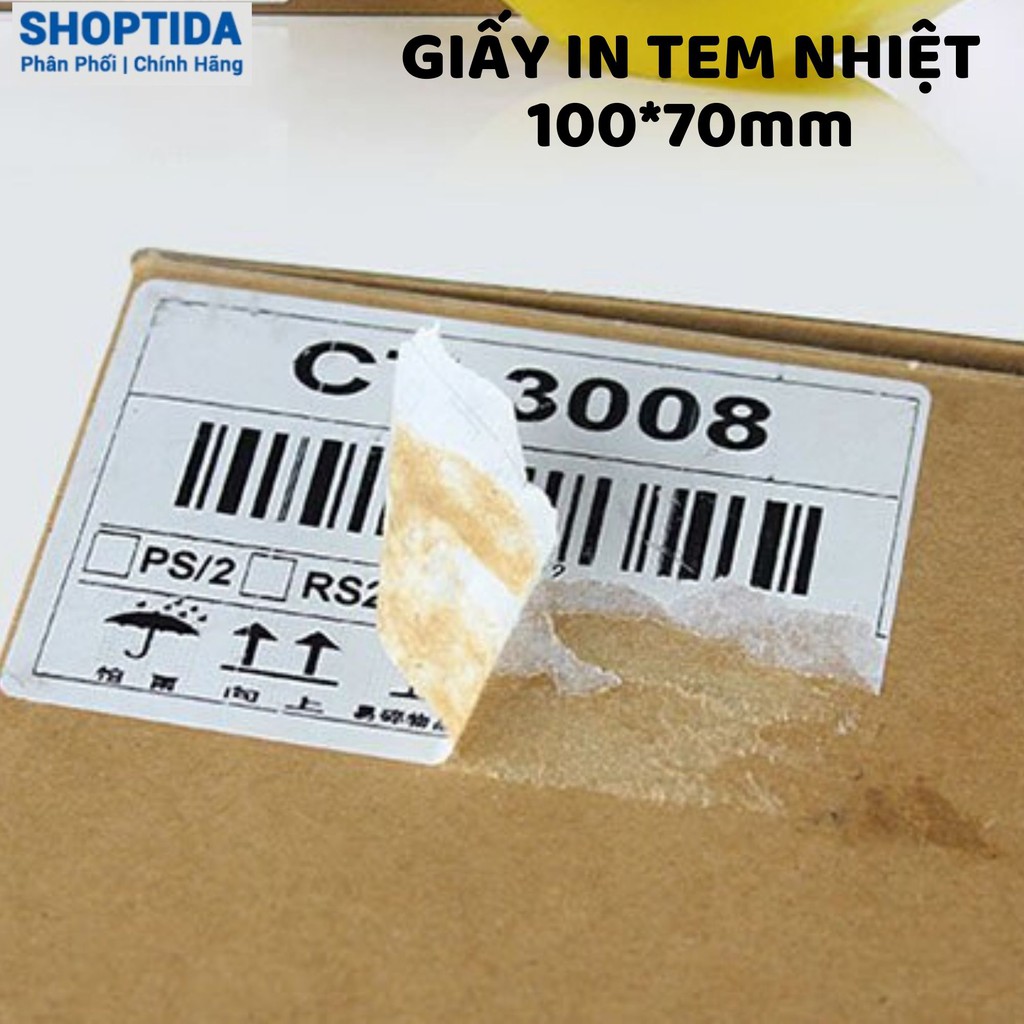 Giấy in nhiệt Shoptida 300 tờ 7*10cm 3 lớp tự dán chống nước, sử dụng cho máy in nhiệt Shoptida SP46