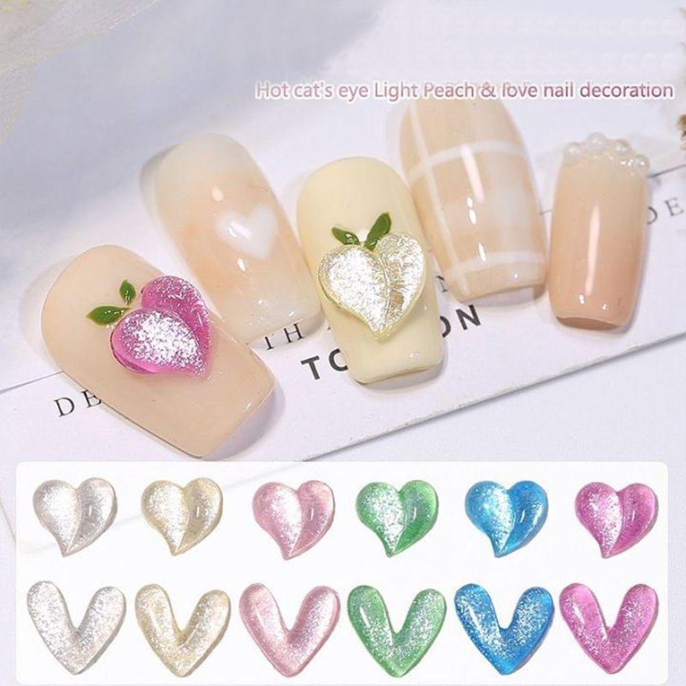 Móng Tay Trái Tim 3D CABEZA|Hạt Đáy Phẳng Nhiều Màu Sắc Đính Móng Nghệ Thuật|Trang Sức Móng Tay
