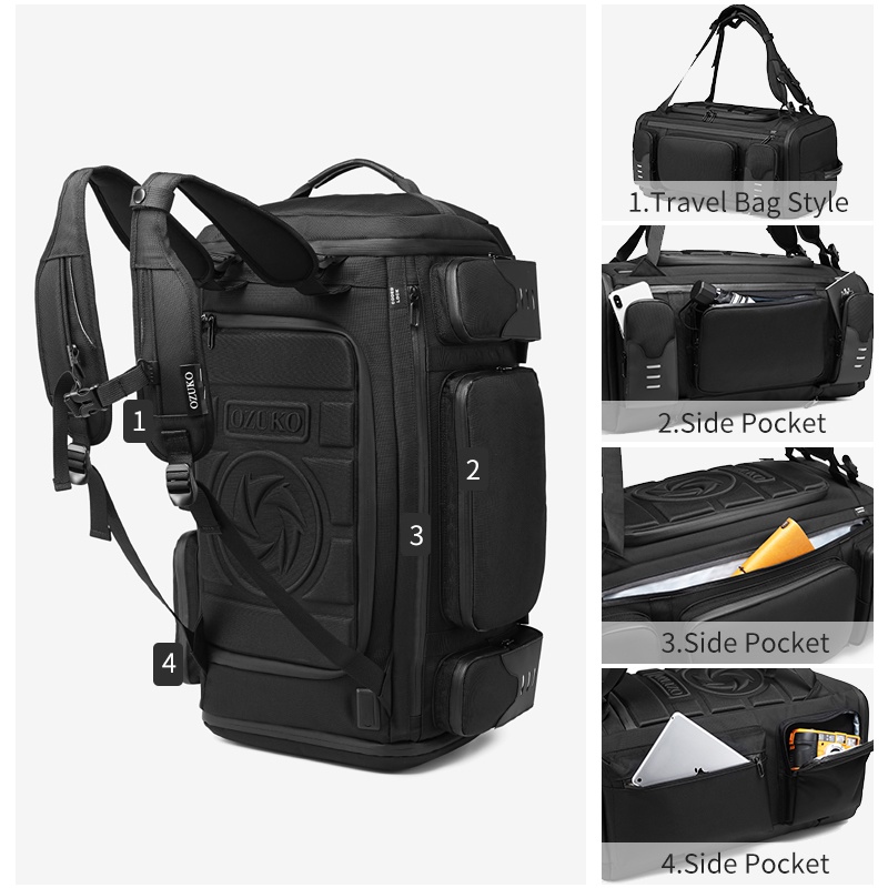 Balo OZUKO 9326 cỡ lớn chống trộm có cổng sạc USB thời trang đa năng cho nam