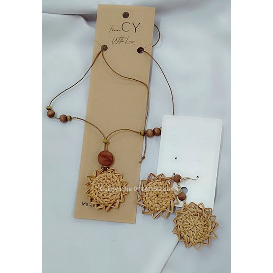 SALE GIÁ GỐC_ Set bộ vòng cổ, khuyên tai mây tre đan