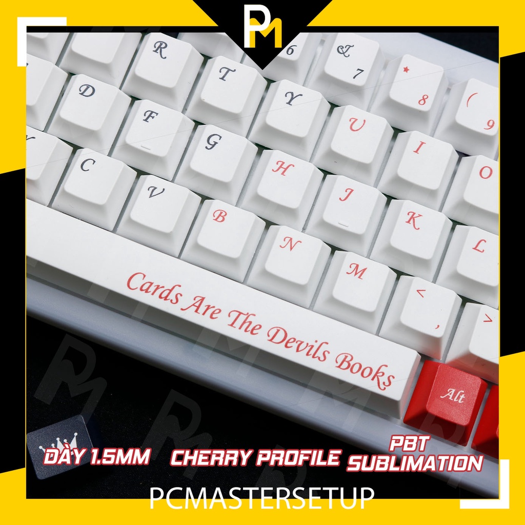 Keycap pbt JQK Poker cherry profile in 5 mặt chuyển nhiệt không bay màu 137 phím của pcmaster